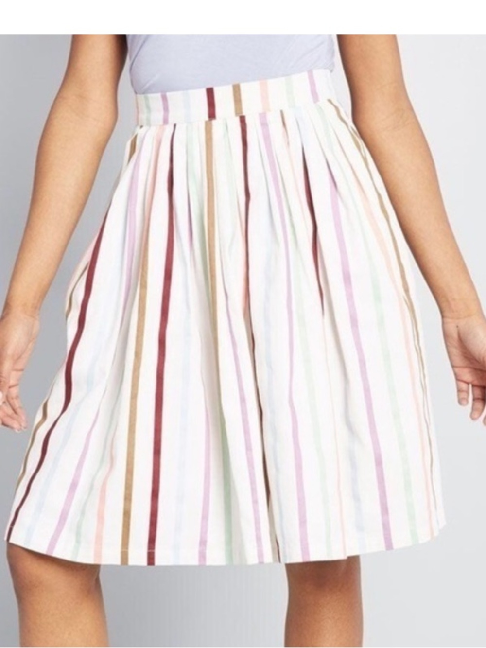 ModCloth Striped Pastel A-Line Skirt - Multicolor/Rainbow